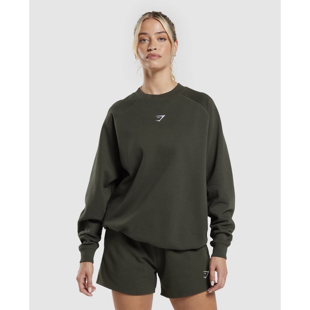 Gymshark Training Oversized Crewneck Sweatshirt Deep Olive Women's Large